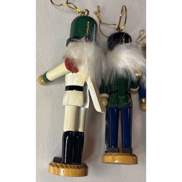 Set Of 4 Vintage Wooden Nutcracker Toy Soldier Christmas Ornaments With Beards - Picture 8 of 11